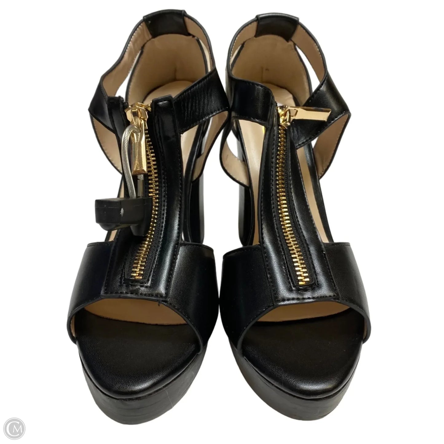Sandals Heels Block By Fsj In Black, Size: 8