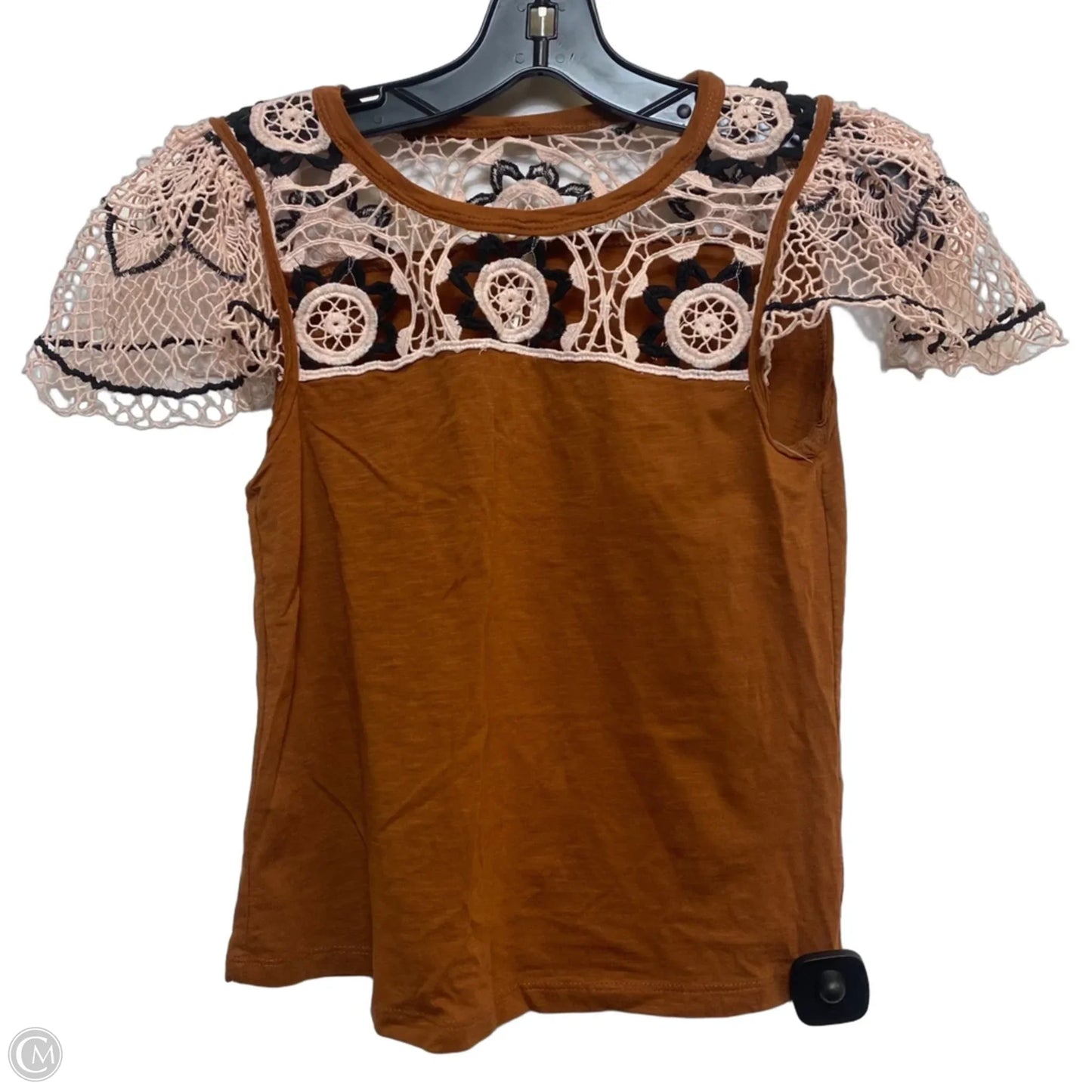 Top Short Sleeve By Anthropologie In Brown, Size: Xs
