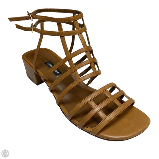 Sandals Heels Block By Nine West In Tan, Size: 8.5
