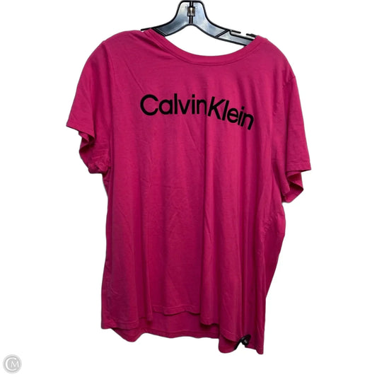 Top Short Sleeve Basic By Calvin Klein In Pink, Size: 1x