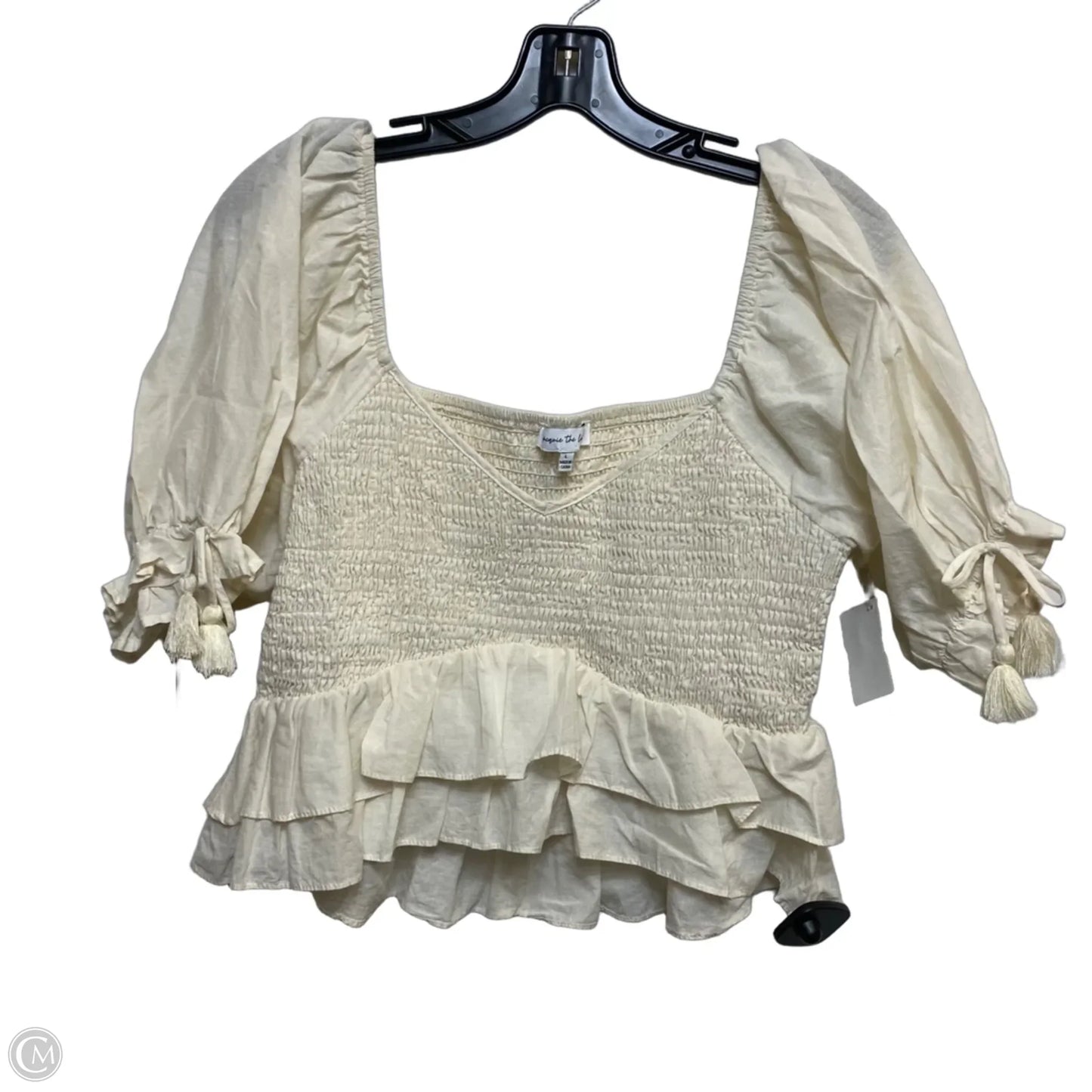 Top Short Sleeve By Jacquire the Label In Cream, Size: L