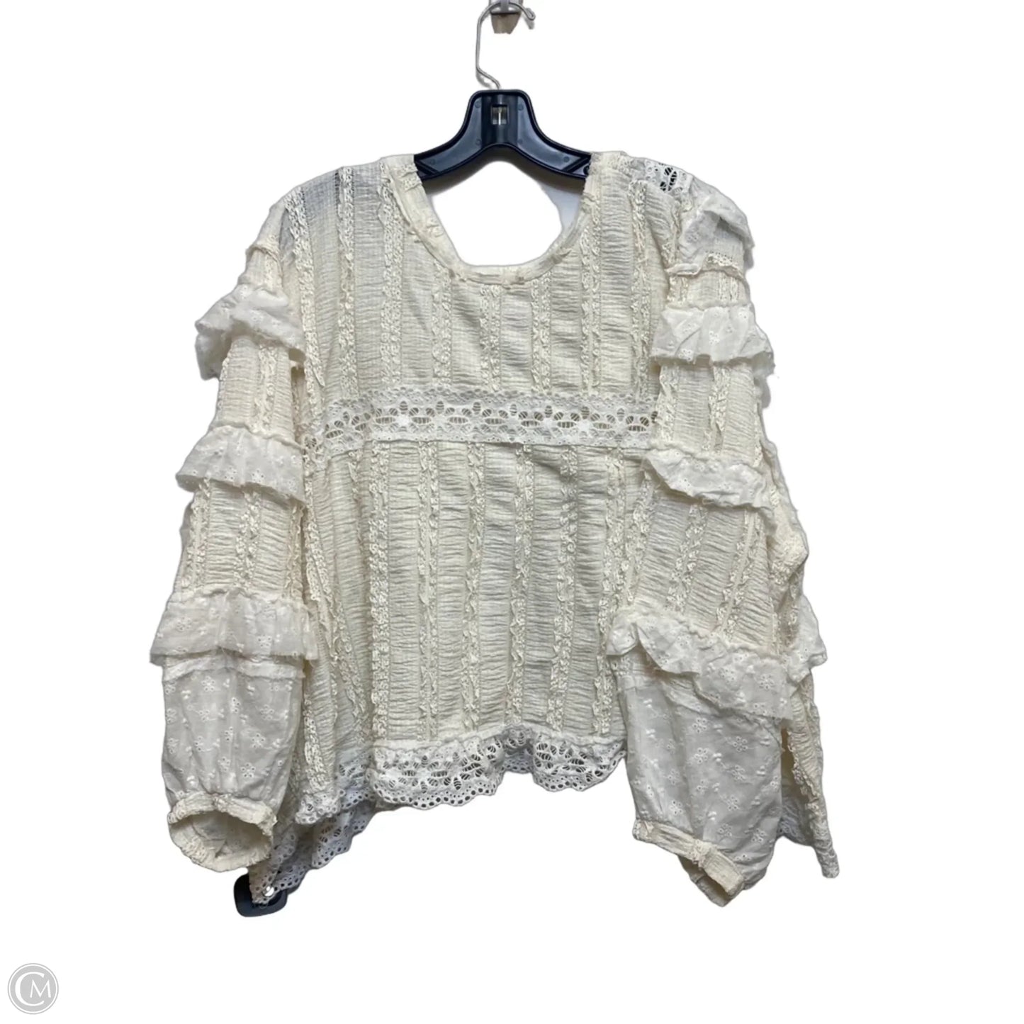 Top Long Sleeve By Pol In Cream, Size: M