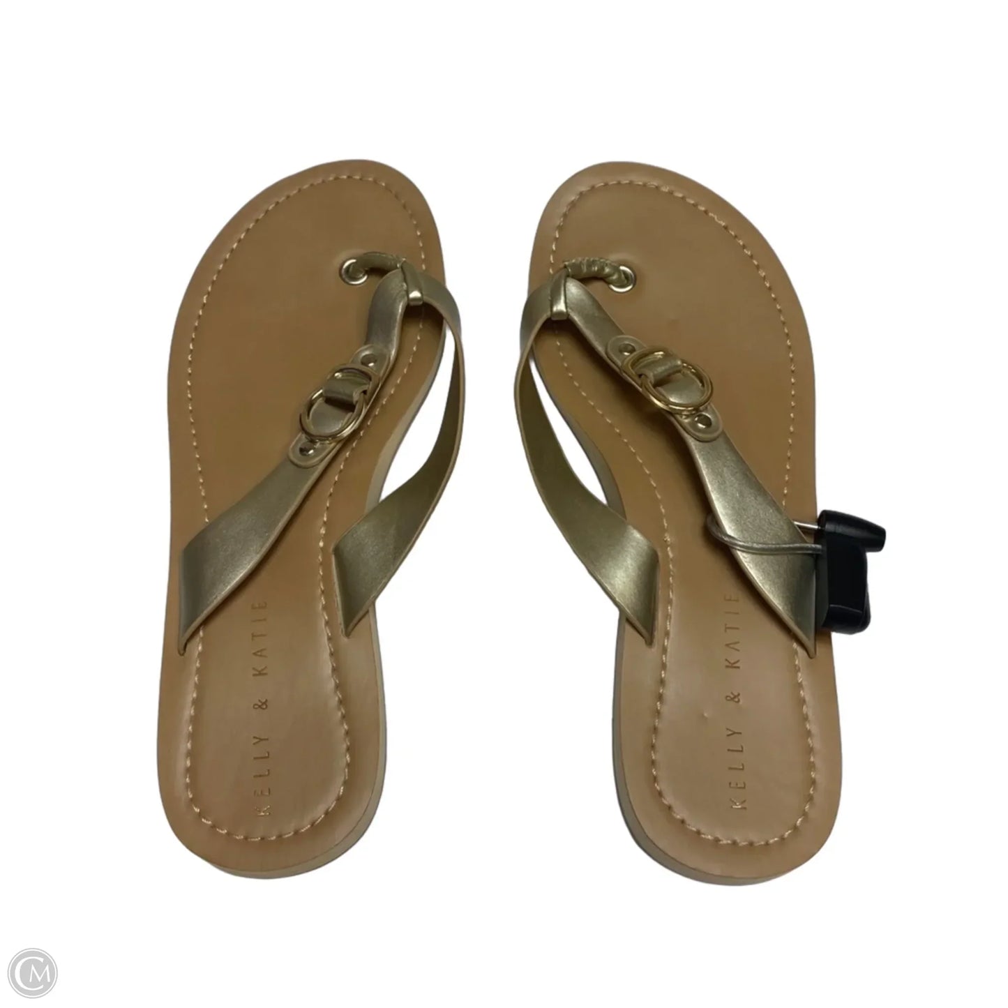 Sandals Flip Flops By Kelly And Katie In Gold, Size: 9