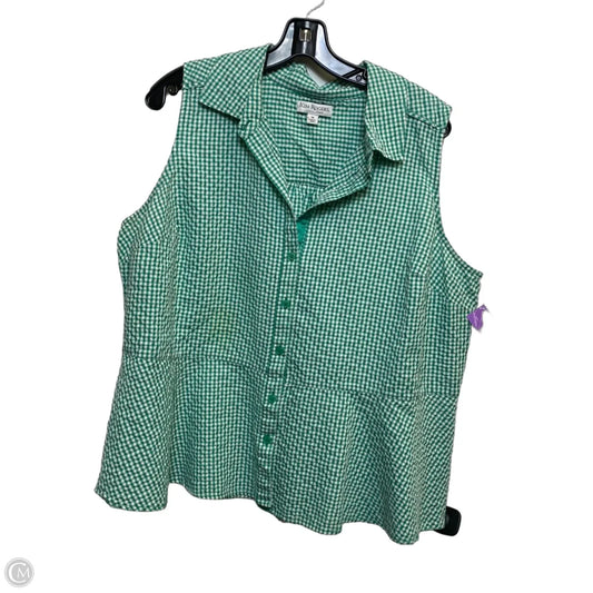 Top Sleeveless By Kim Rogers In Green & White, Size: 1x
