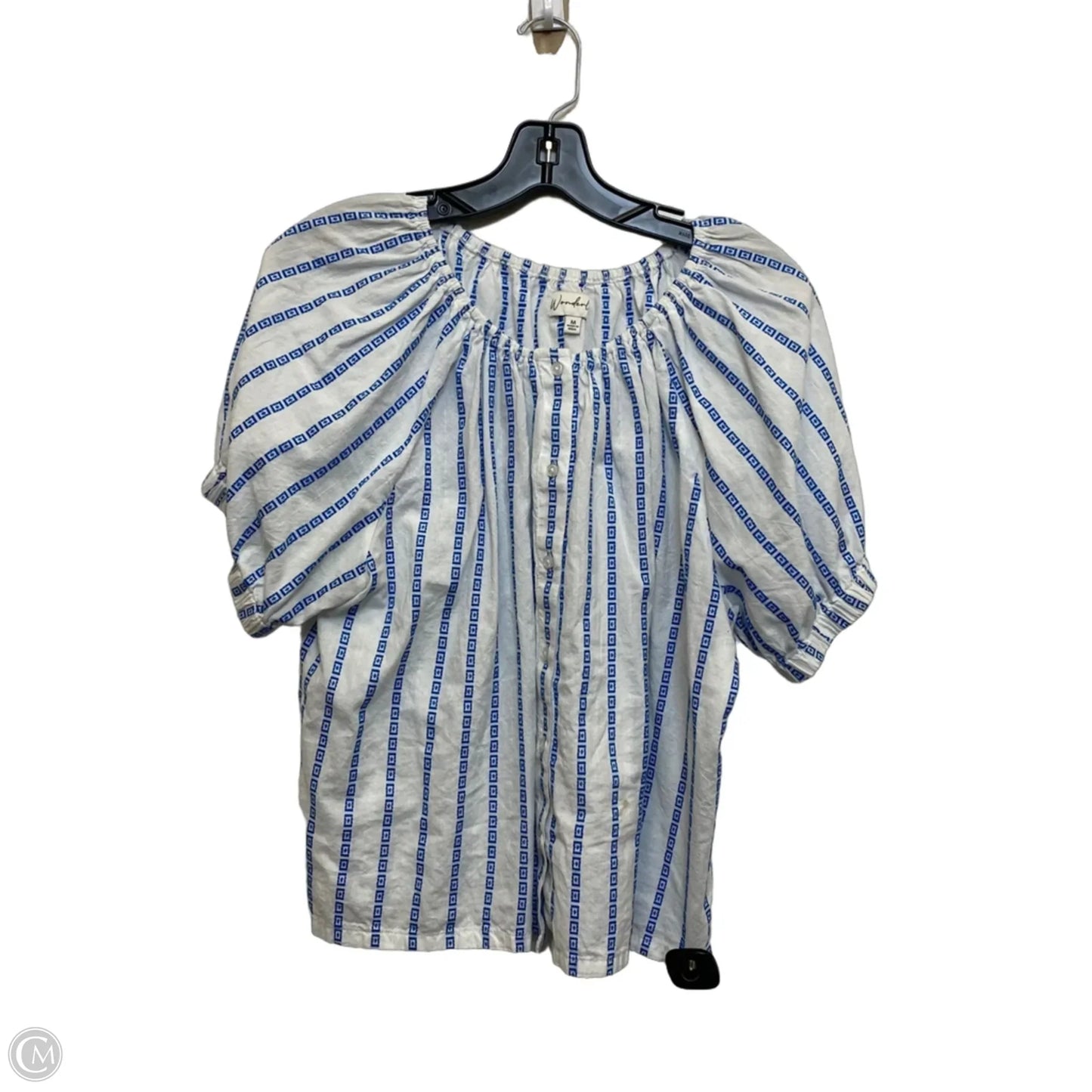 Top Short Sleeve By Wonderly In Blue & White, Size: M