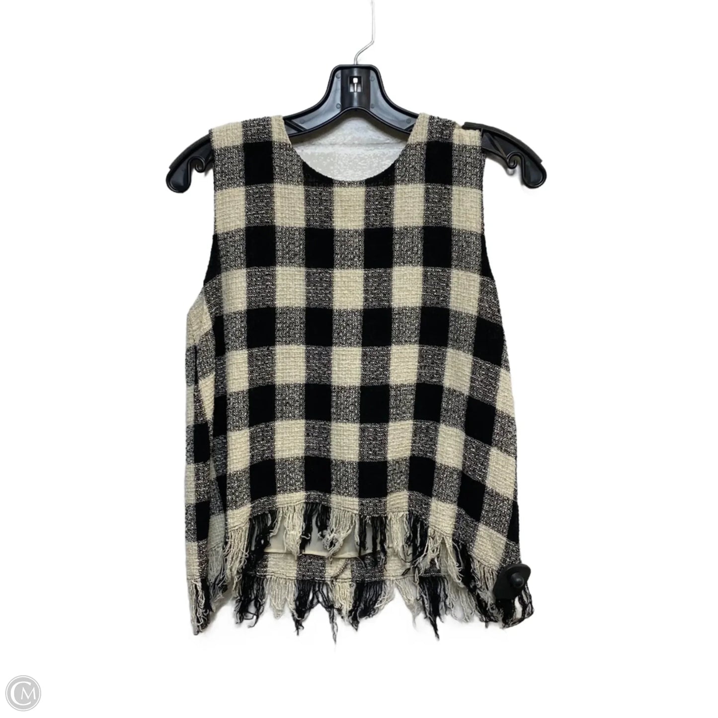 Top Sleeveless By Zara Basic In Black & Cream, Size: M