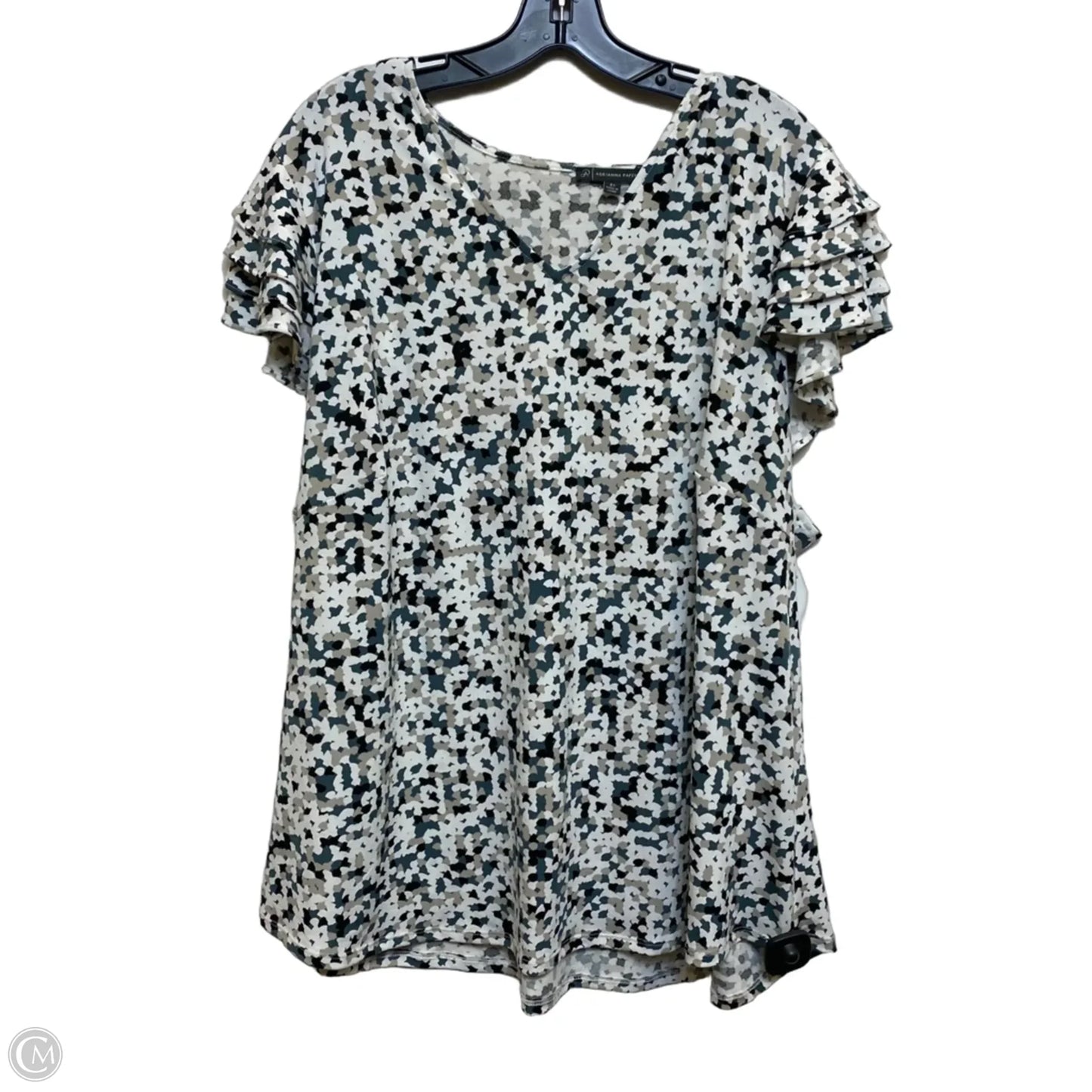 Top Sleeveless By Adrianna Papell In Cream & Green, Size: 3x