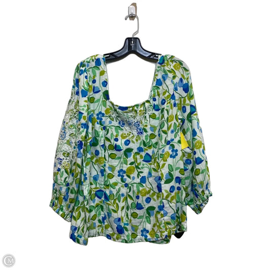 Top Long Sleeve By Susan Graver In Blue & Green, Size: Xl