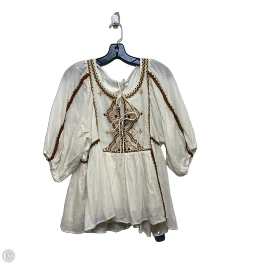 Top Short Sleeve By Altard State In Brown & Cream, Size: L