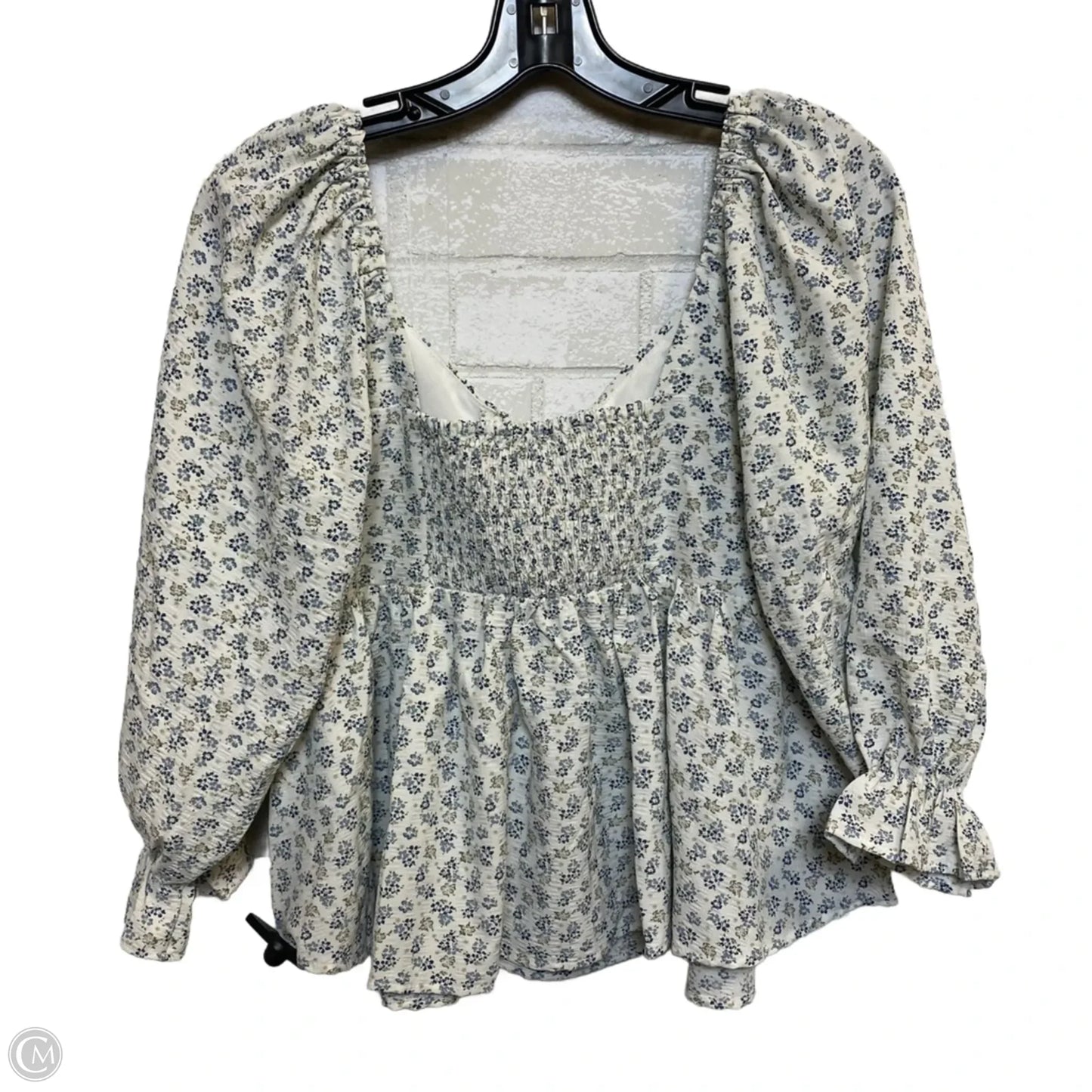 Top Long Sleeve By Entro In Blue & White, Size: M