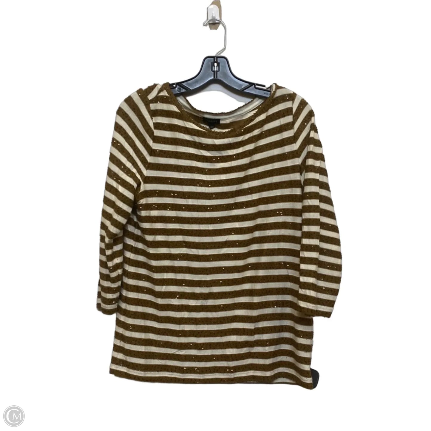 Top Long Sleeve By Talbots In Brown & Cream, Size: M