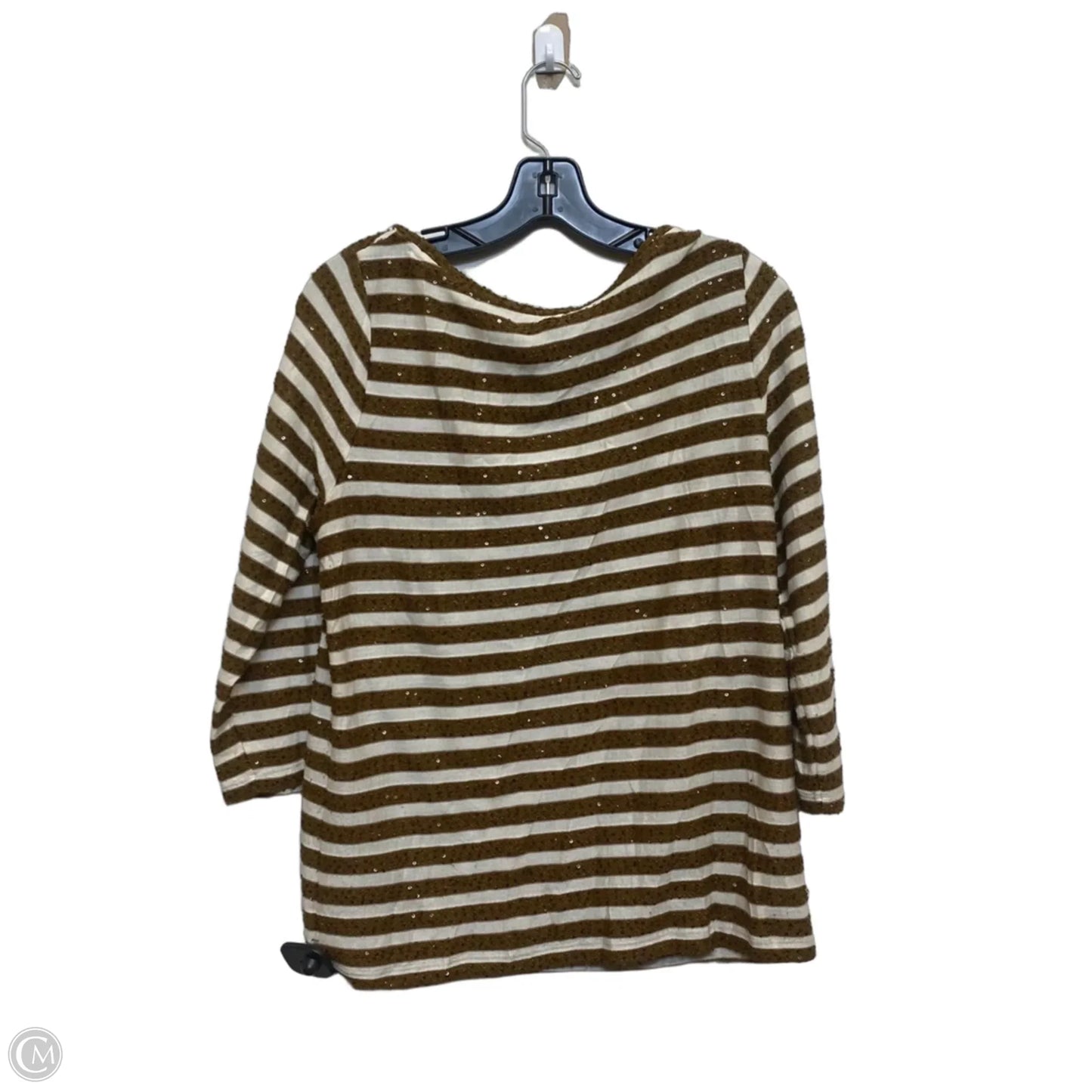 Top Long Sleeve By Talbots In Brown & Cream, Size: M