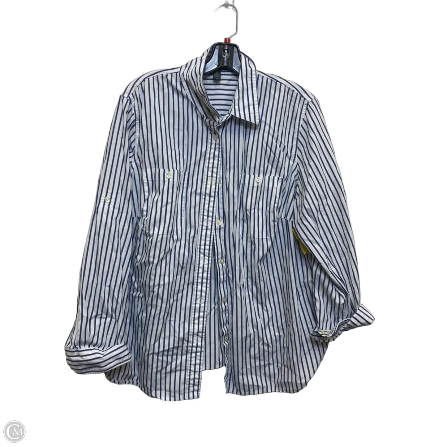 Top Long Sleeve By Lauren Jeans Co In Blue & White, Size: 1x