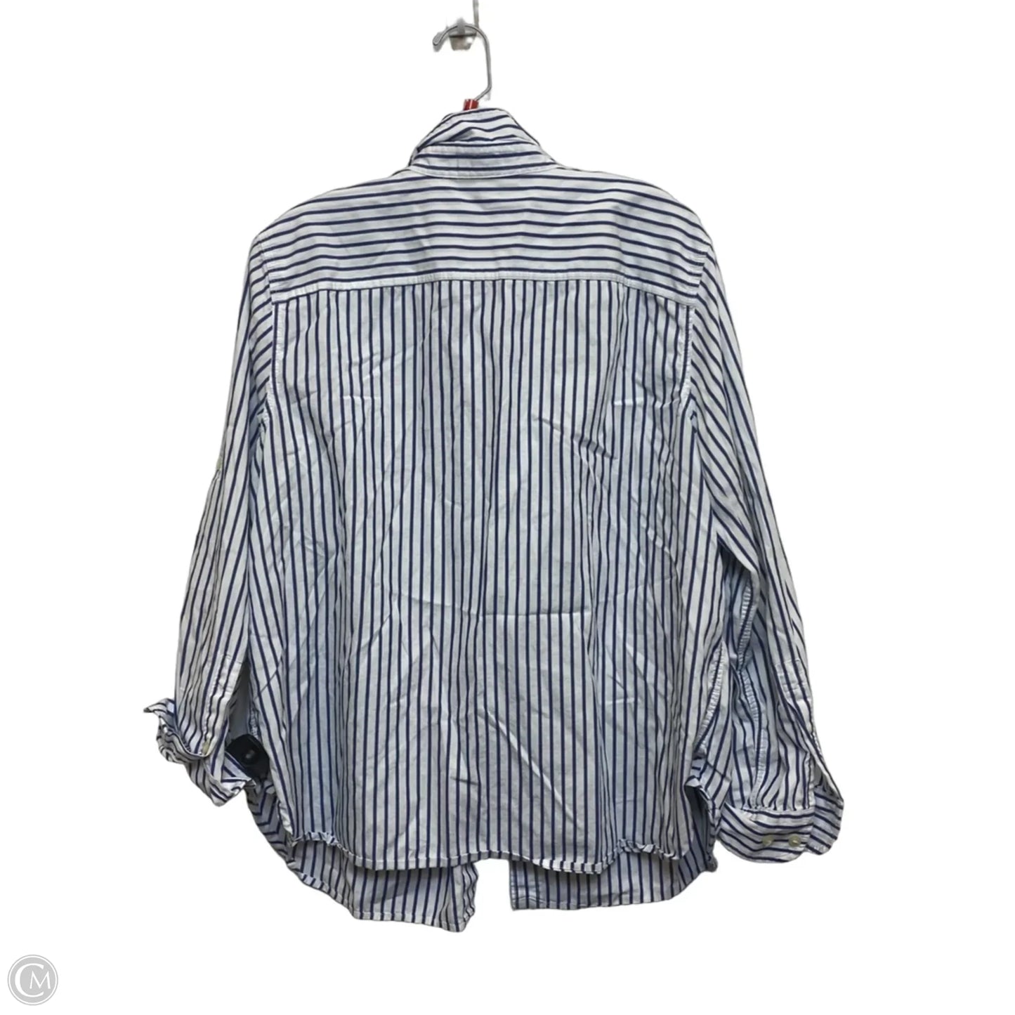 Top Long Sleeve By Lauren Jeans Co In Blue & White, Size: 1x