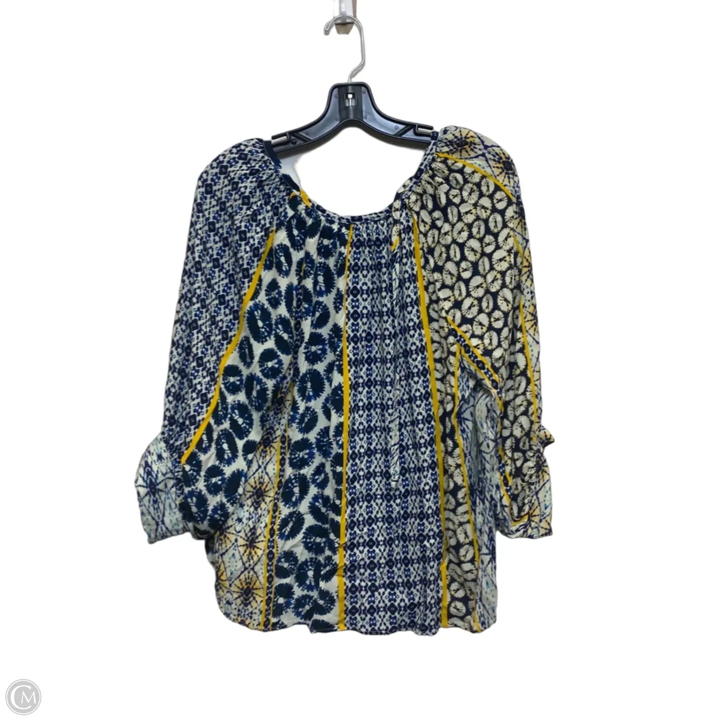 Top Long Sleeve By Karen Kane In Blue & Yellow, Size: Xl