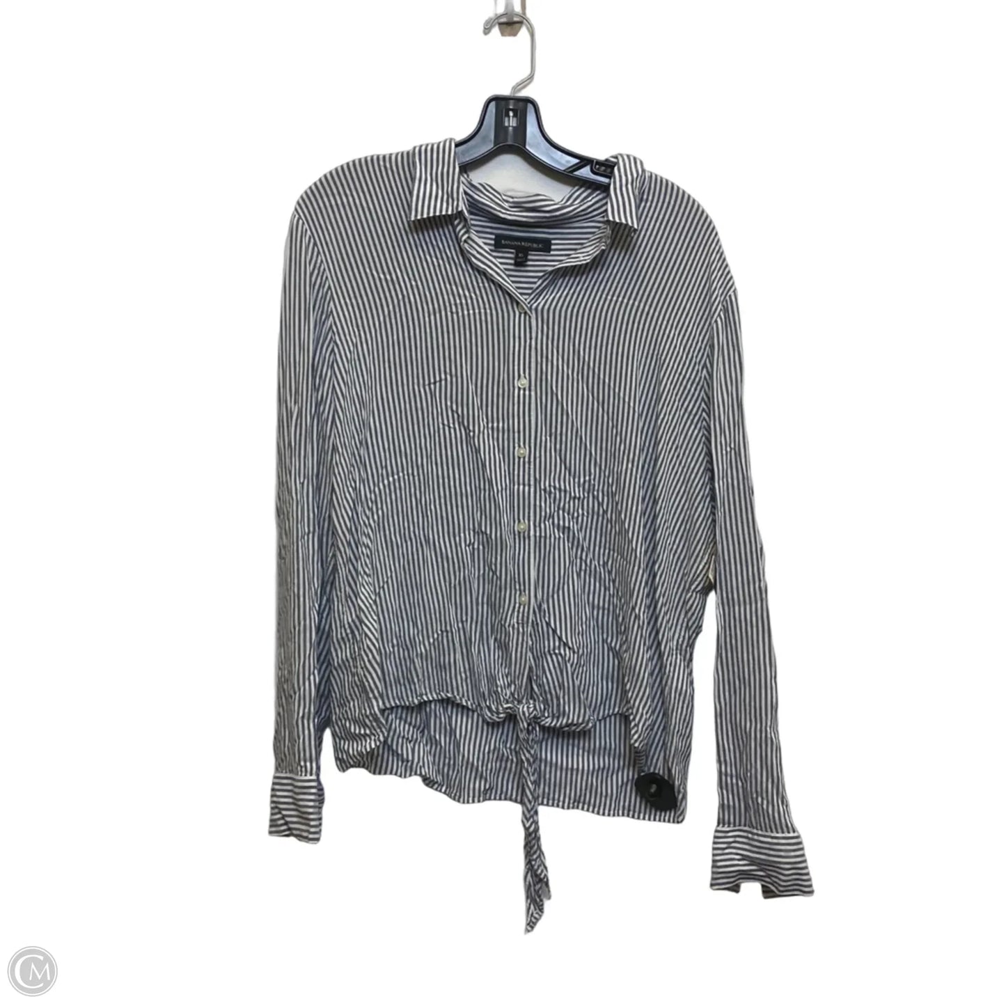 Top Long Sleeve By Banana Republic In Blue & White, Size: Xl