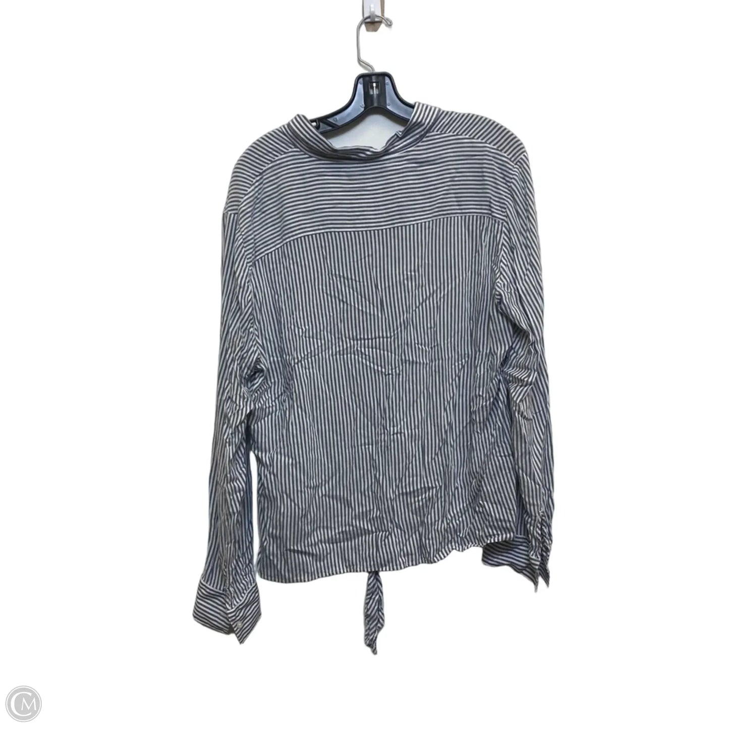 Top Long Sleeve By Banana Republic In Blue & White, Size: Xl