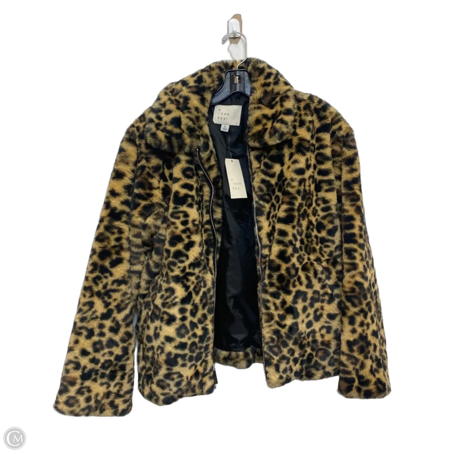 Jacket Faux Fur & Sherpa By A New Day In Animal Print, Size: Xs