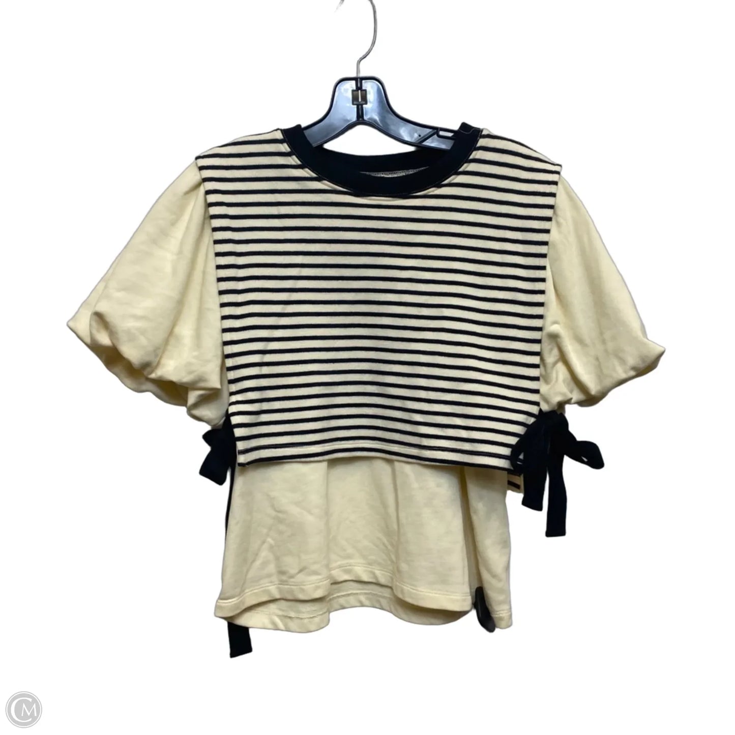 Top Short Sleeve By Entro In Black & Cream, Size: S