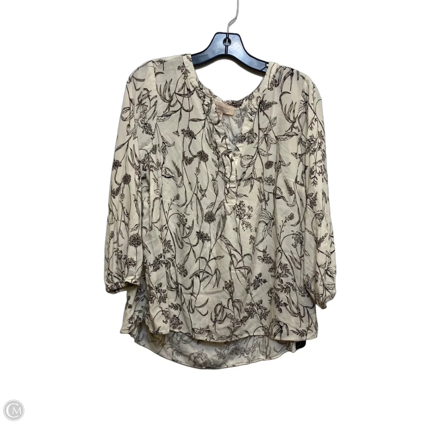 Top 3/4 Sleeve By Philosophy In Cream, Size: 1x