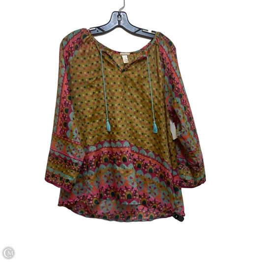 Top Long Sleeve By Natural Life In Brown & Pink, Size: M