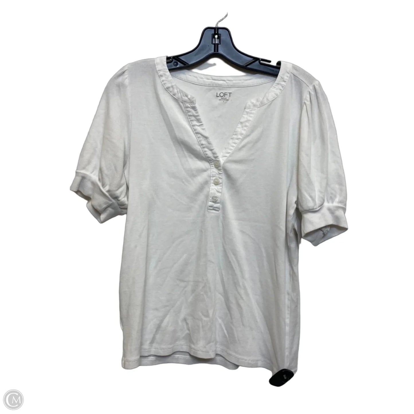 Top Short Sleeve By Loft In White, Size: L