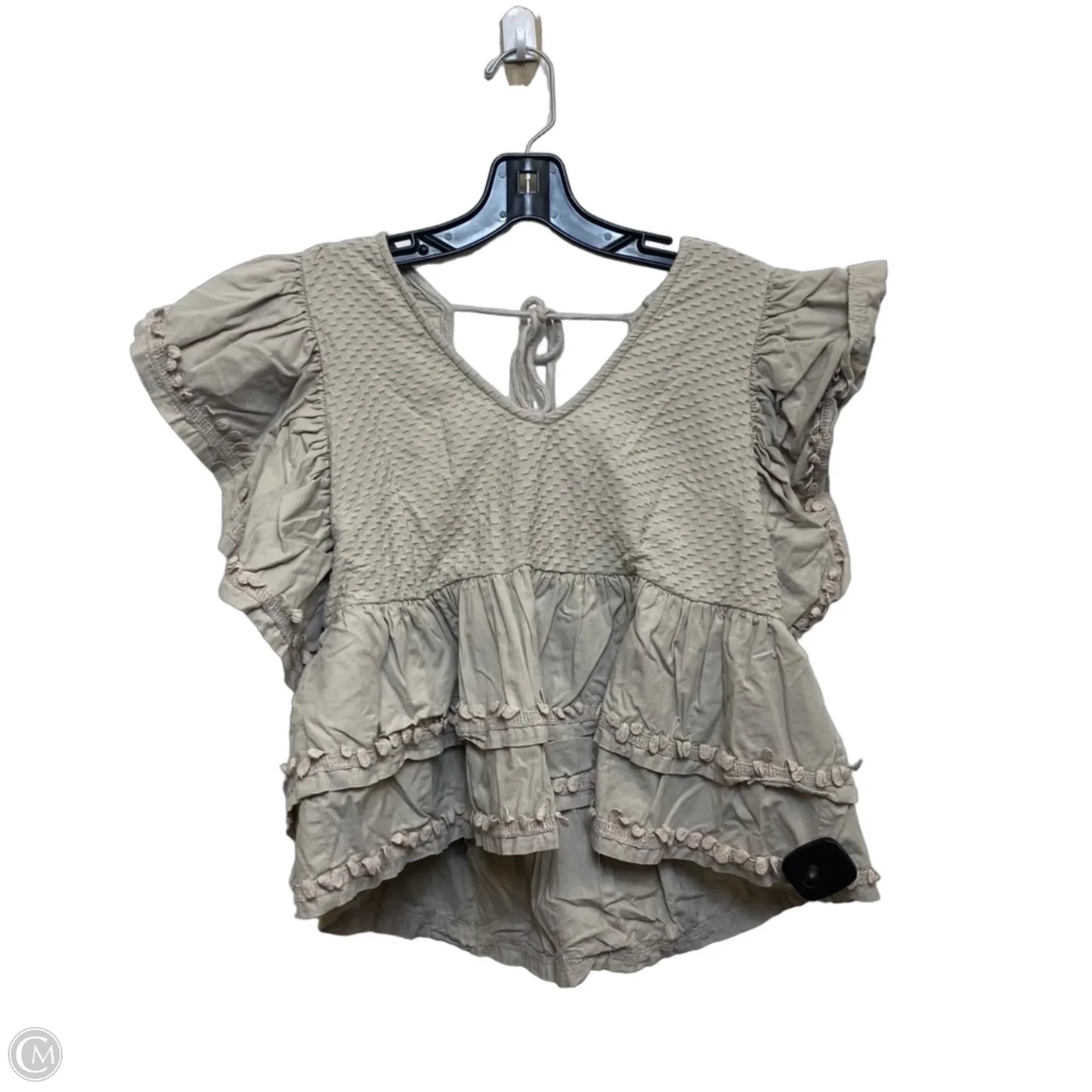 Top Short Sleeve By Anthropologie In Tan, Size: S