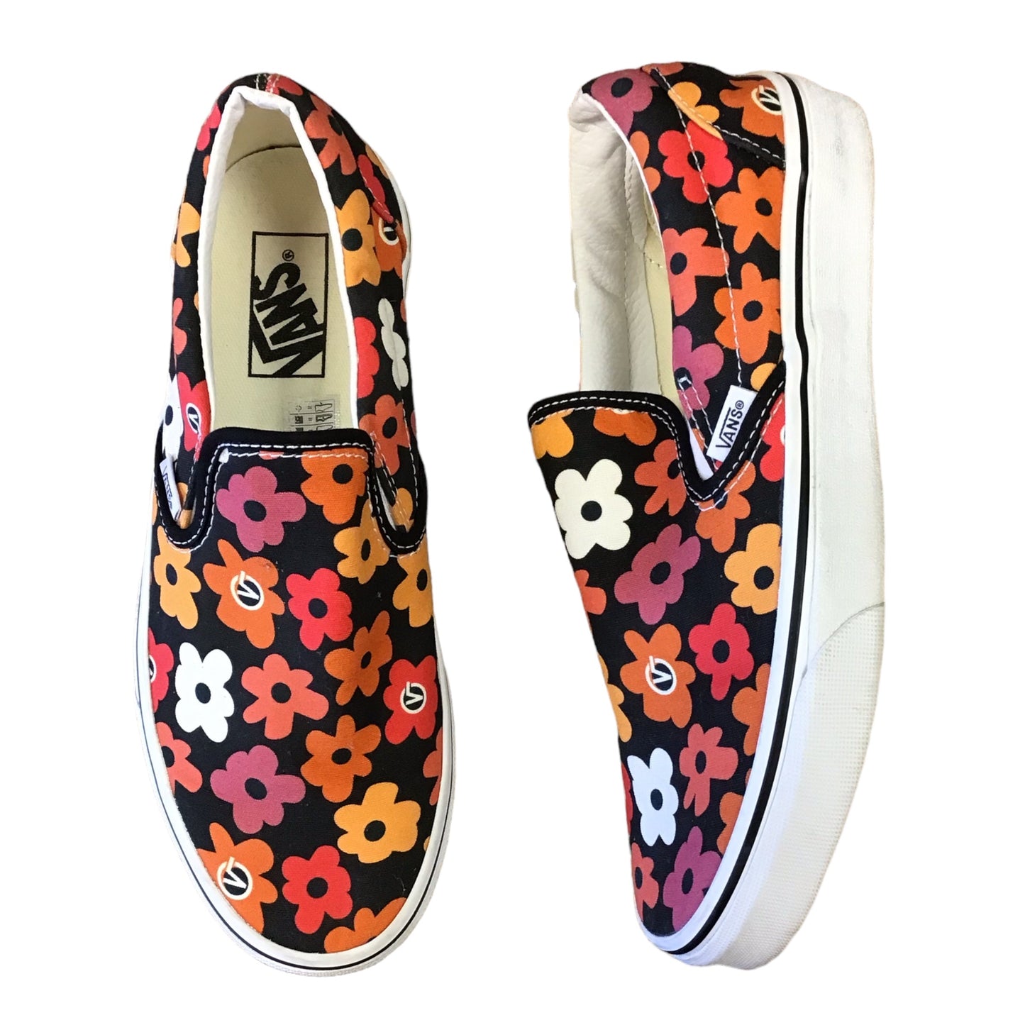 Floral Print Shoes Sneakers Vans, Size 9