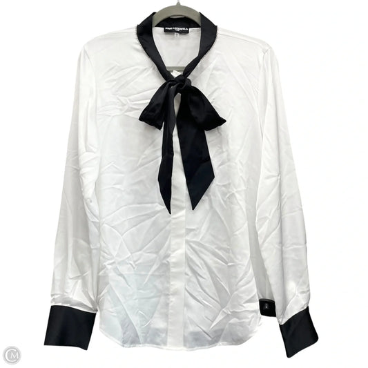 Top Long Sleeve Designer By Karl Lagerfeld In White, Size: M