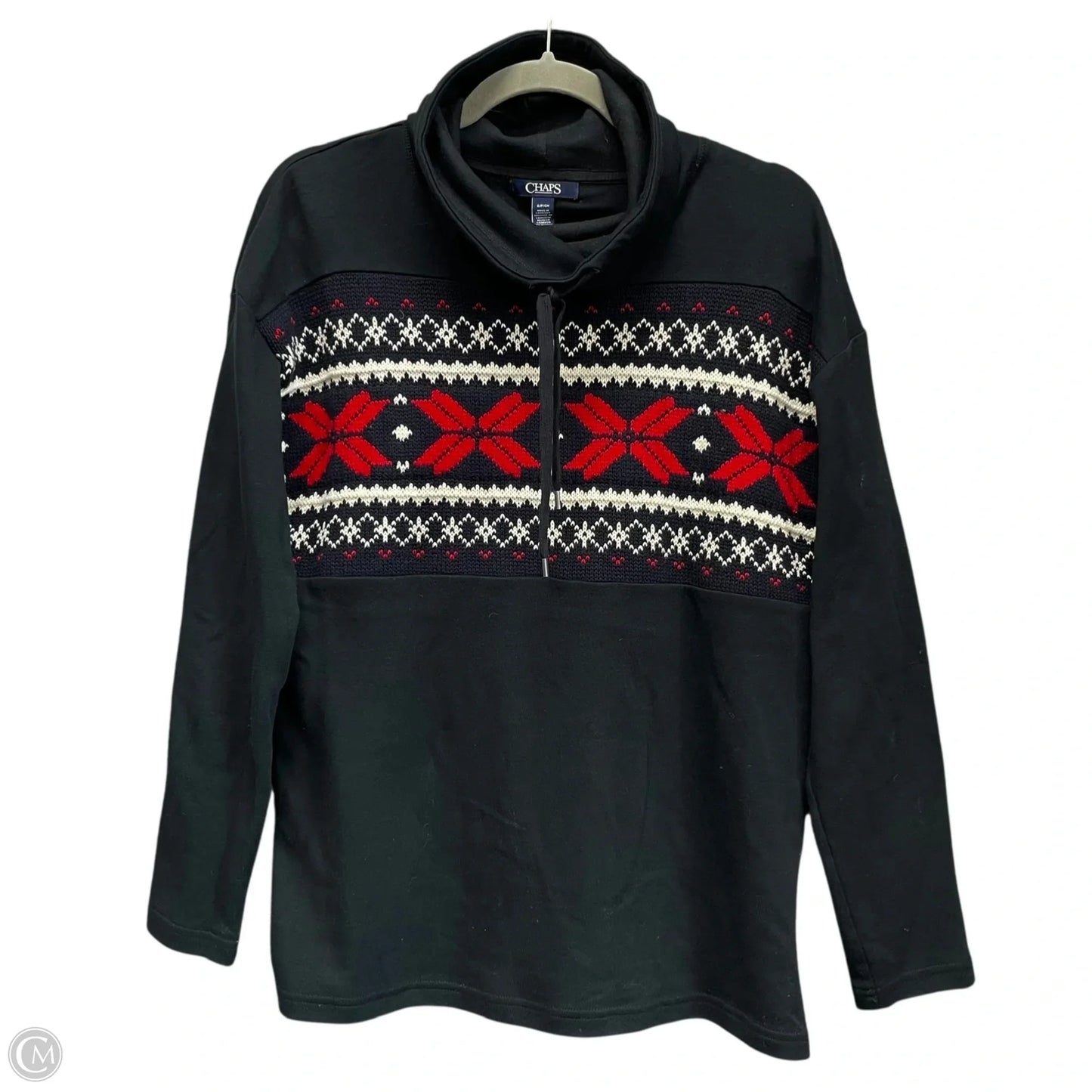 Top Long Sleeve By Chaps In Black & Red, Size: S