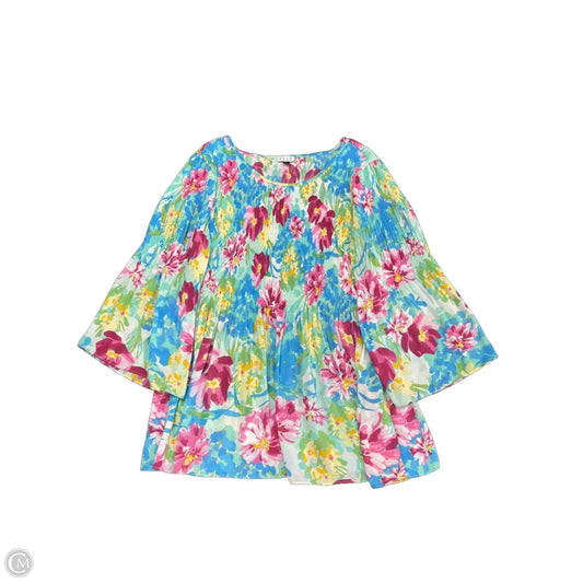 Top 3/4 Sleeve By Elle In Floral Print, Size: 2x