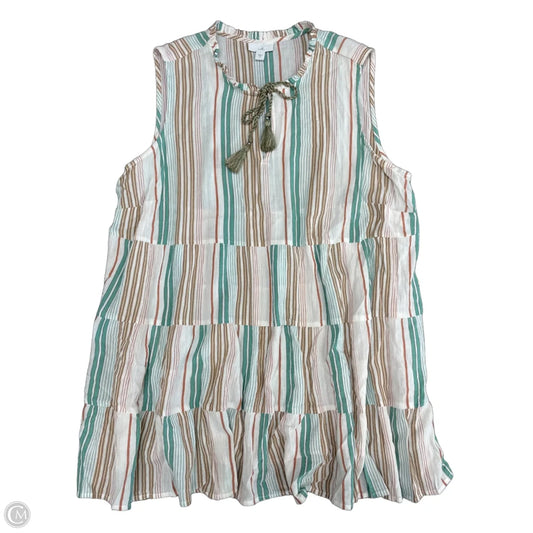 Top Sleeveless By J. Jill In Cream & Green, Size: Xl