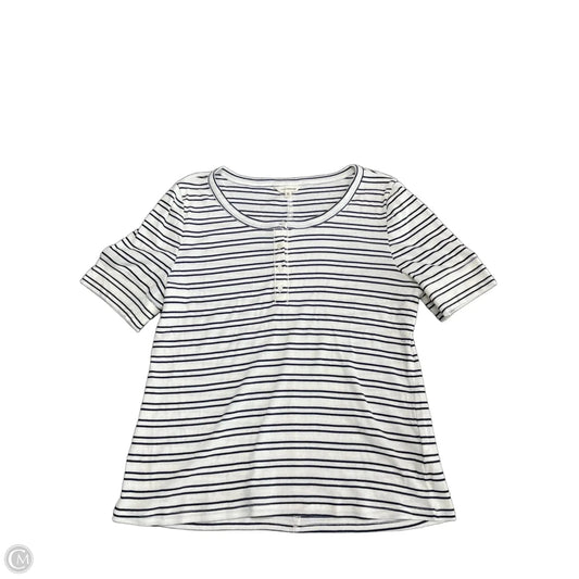 Top Short Sleeve By Lucky Brand In Blue & Cream, Size: Xxl