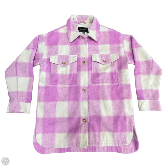 Jacket Shirt By Banana Republic In Pink & Tan, Size: S