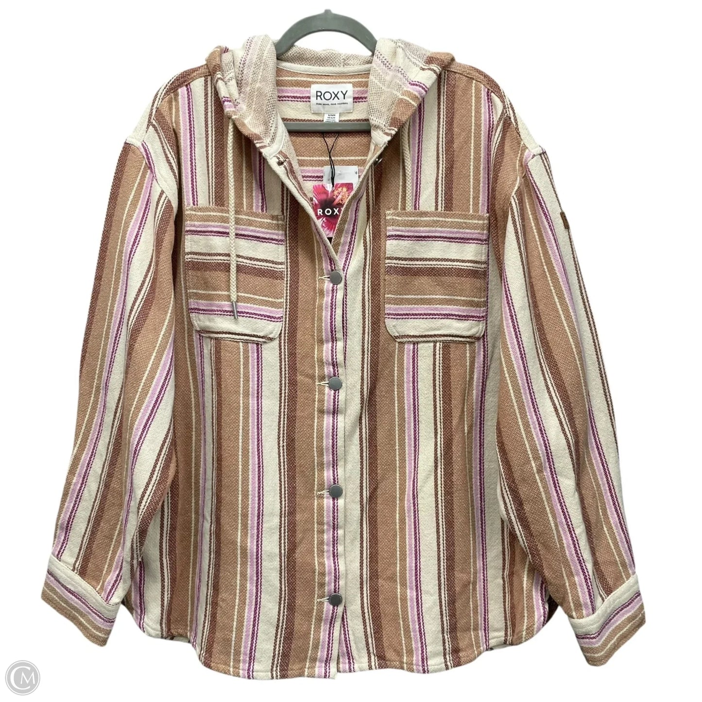 Jacket Shirt By Roxy In Striped Pattern, Size: Xl