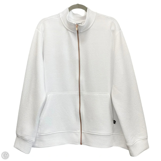 Athletic Jacket By Skechers In White, Size: 2x