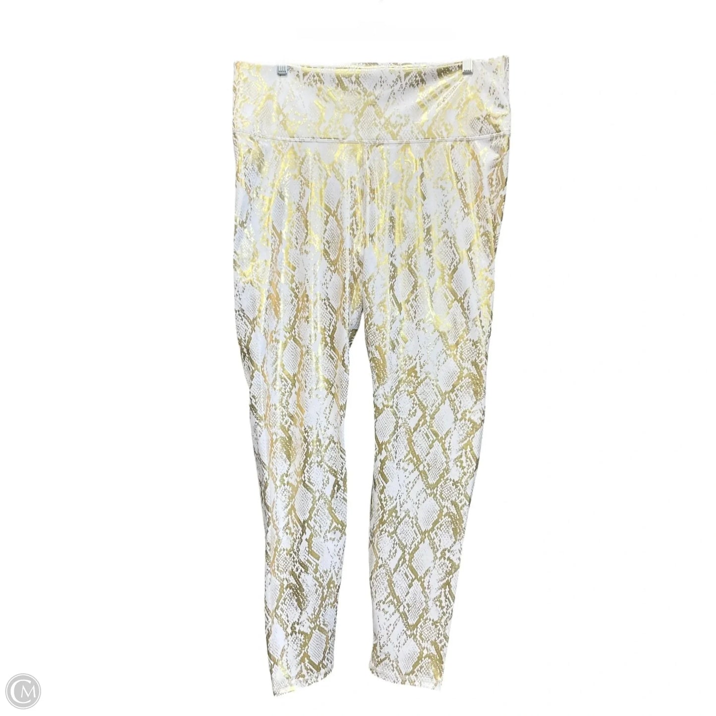 Athletic Leggings By Fabletics In Gold & White, Size: 2x