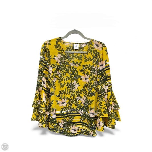Blouse Long Sleeve By Cabi In Yellow, Size: S