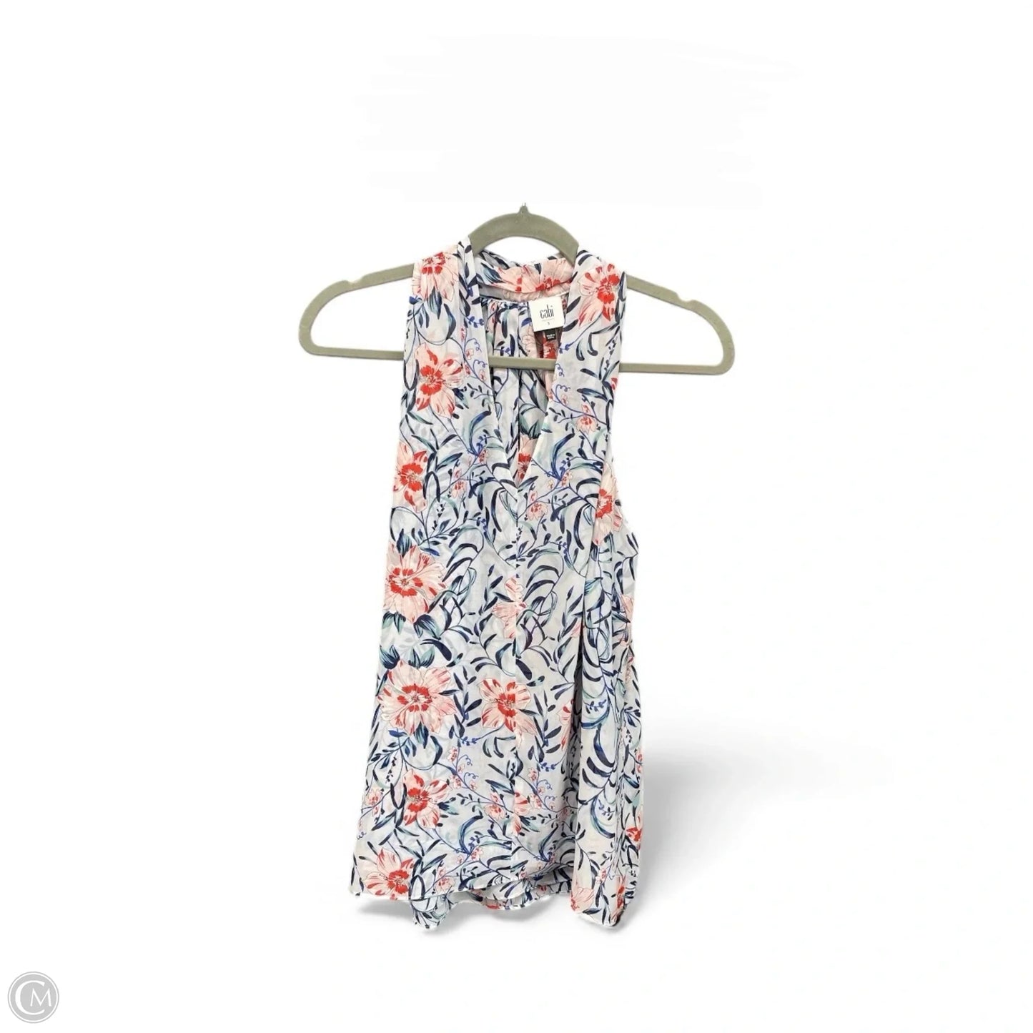 Blouse Sleeveless By Cabi In Blue & Orange, Size: S