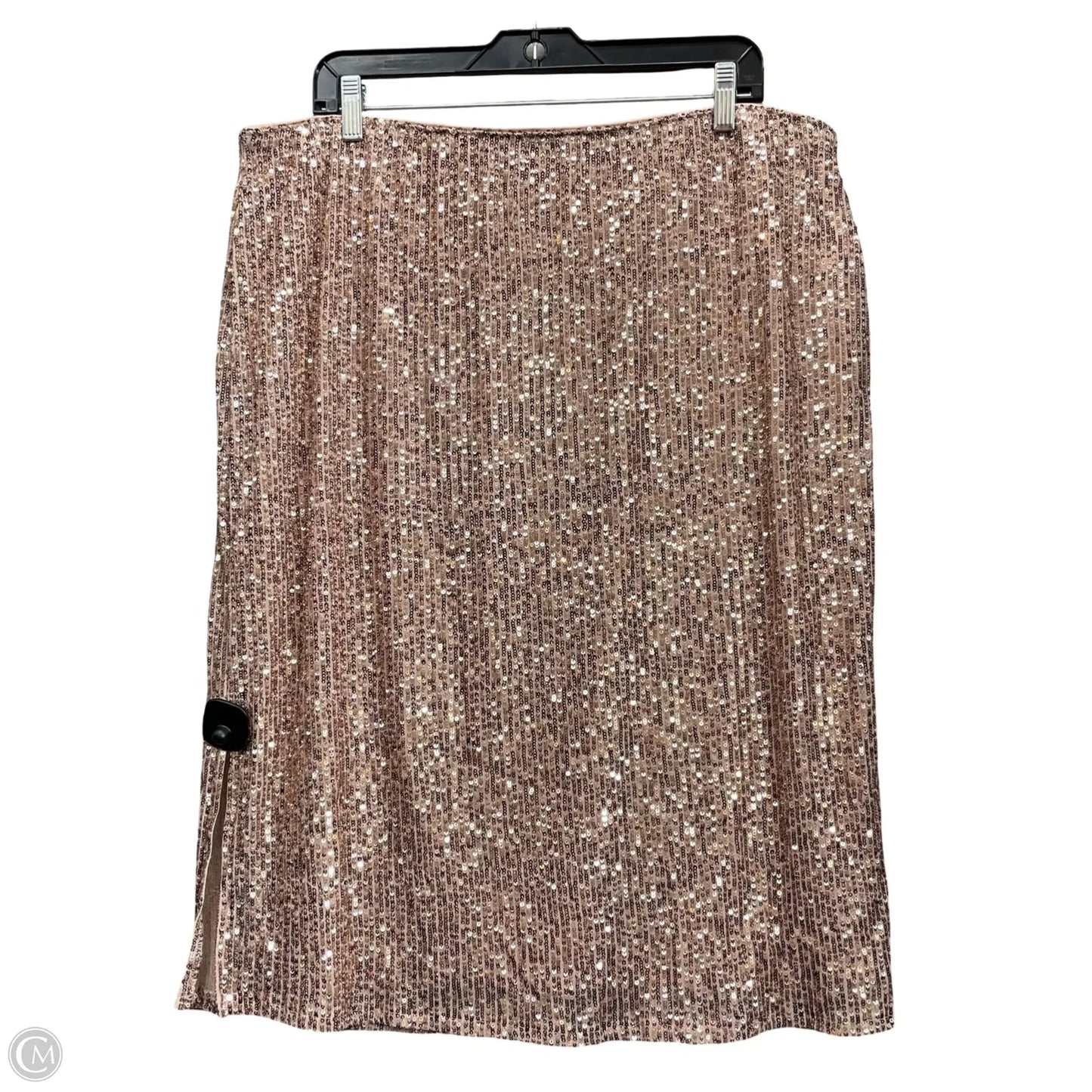 Skirt Midi By Time And Tru In Rose Gold, Size: Xl