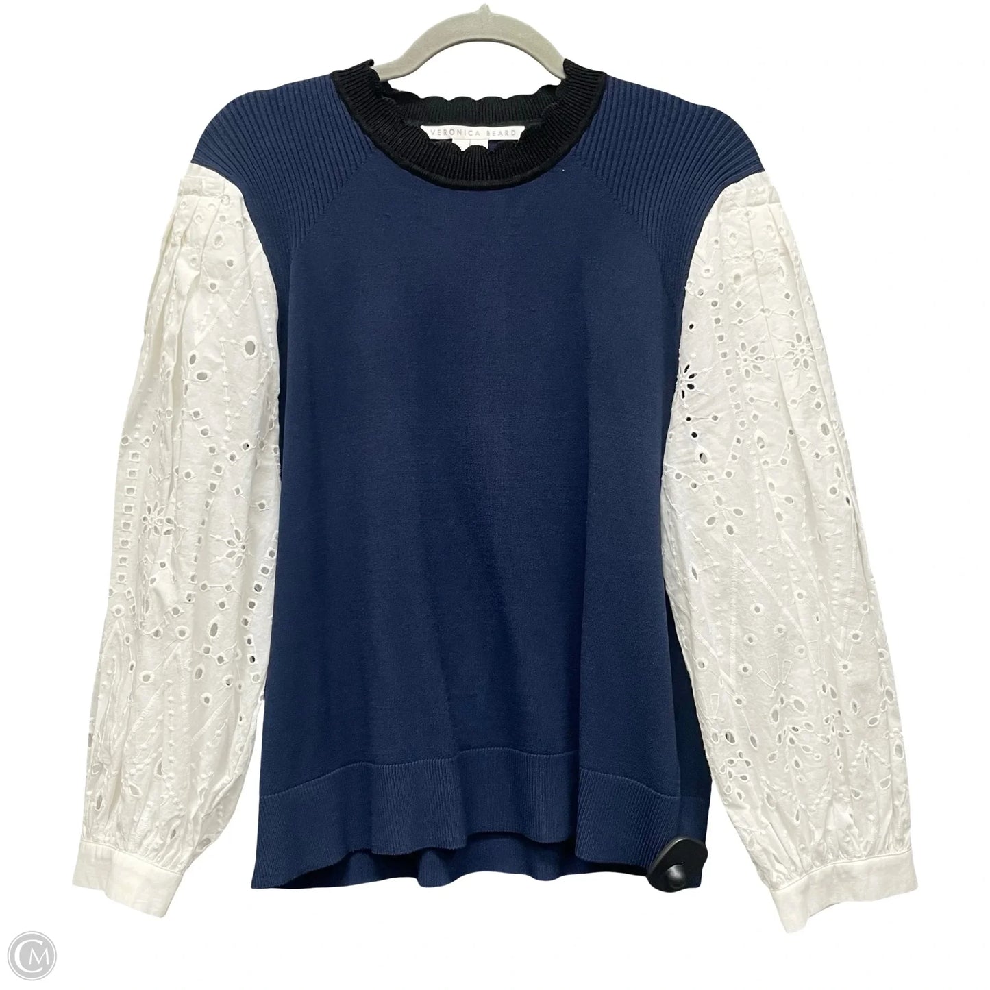 Top Long Sleeve By Veronica Beard In Blue & White, Size: Xl
