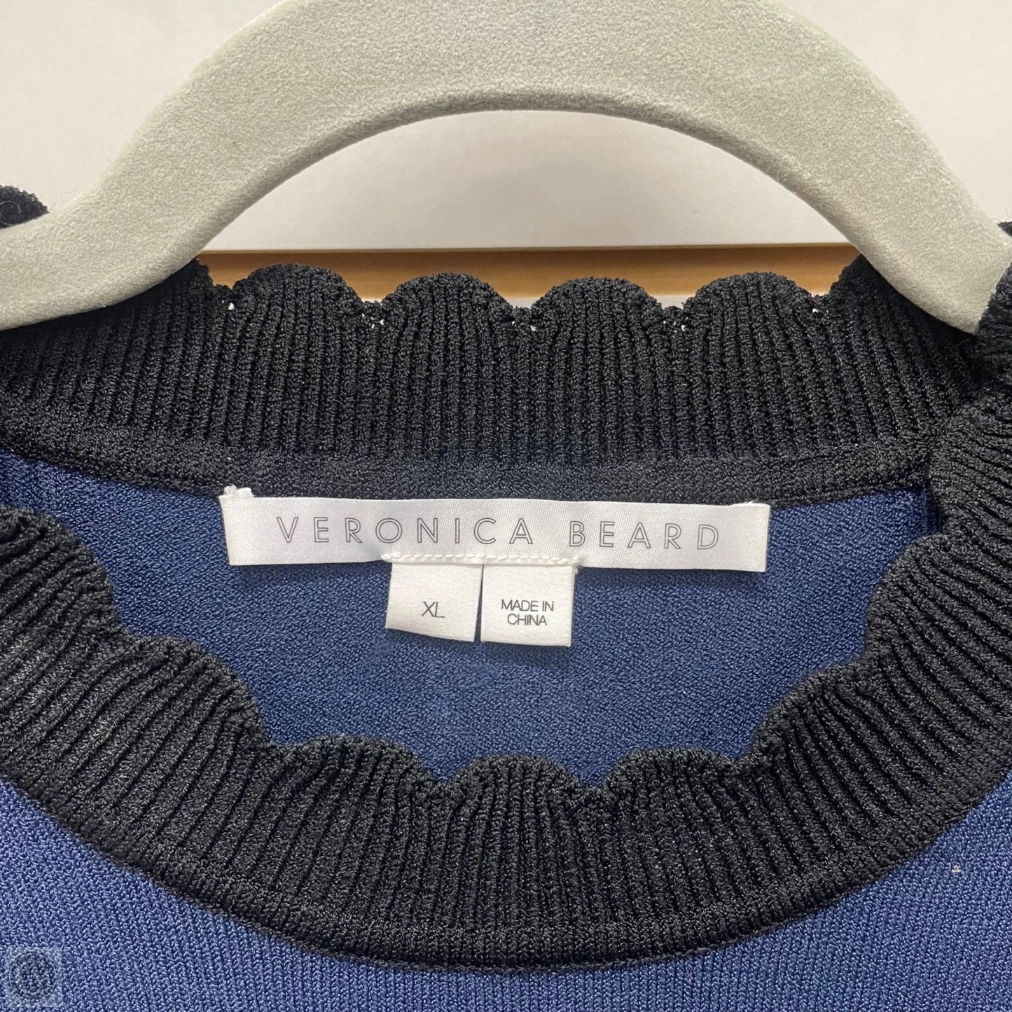 Top Long Sleeve By Veronica Beard In Blue & White, Size: Xl