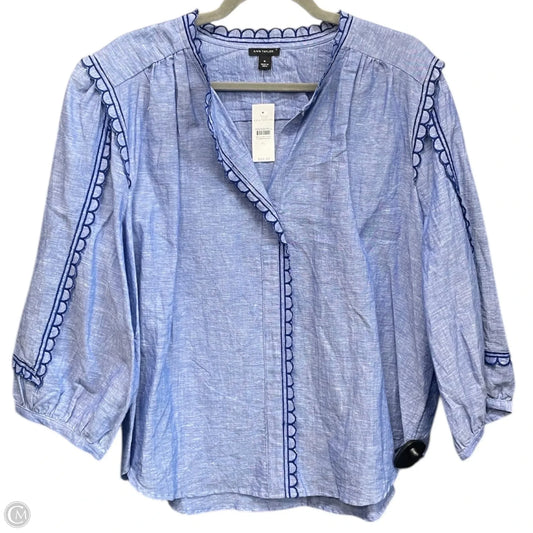 Tunic 3/4 Sleeve By Ann Taylor In Blue, Size: Xl