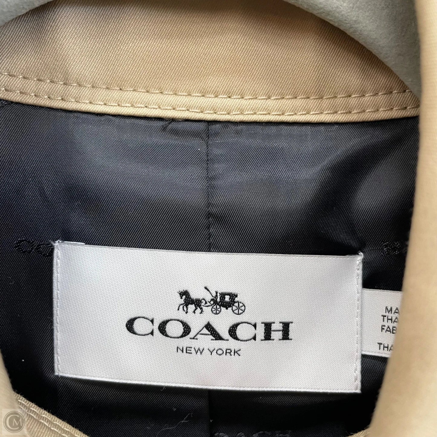Coat Designer By Coach In Tan, Size: S