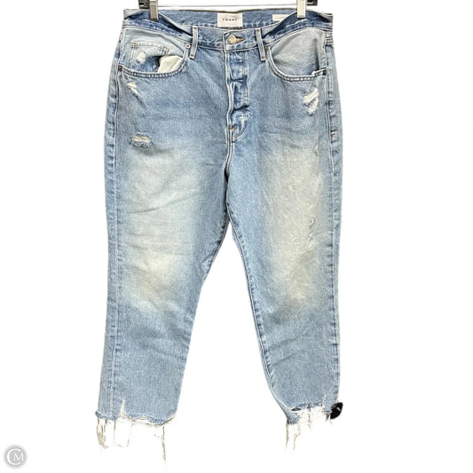 Jeans Straight By Frame In Blue Denim, Size: 12