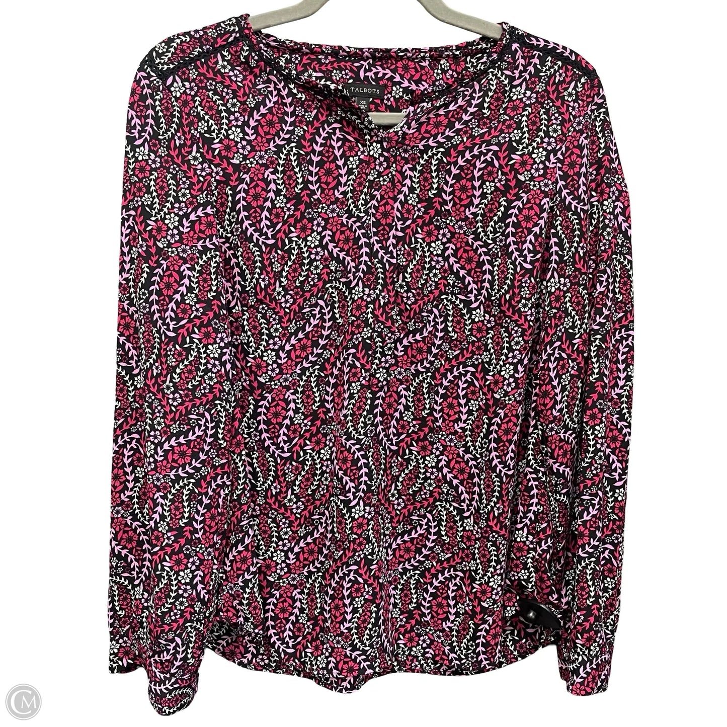 Top Long Sleeve By Talbots In Black & Pink, Size: Xs