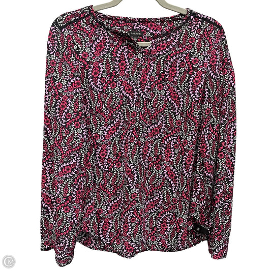 Top Long Sleeve By Talbots In Black & Pink, Size: Xs
