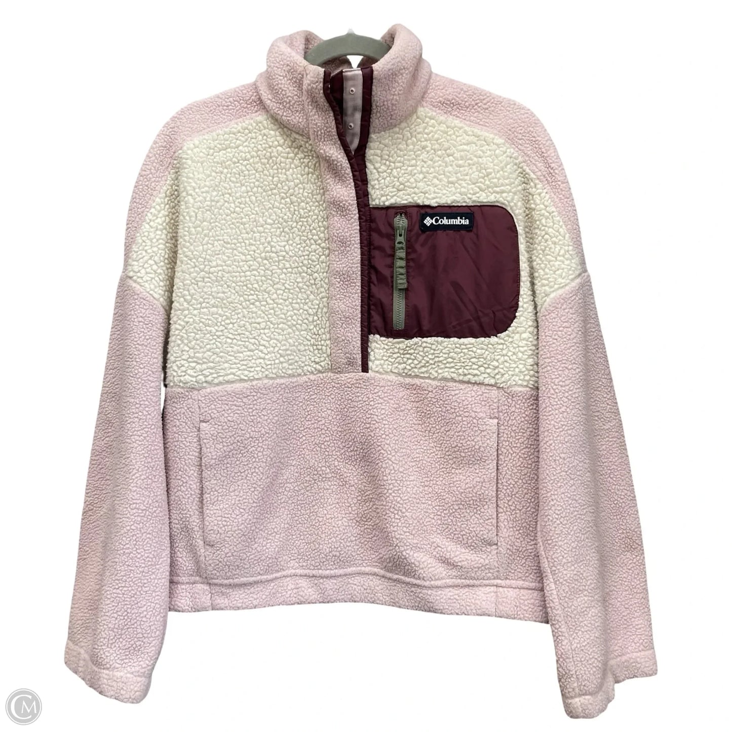 Athletic Fleece By Columbia In Cream & Pink, Size: M