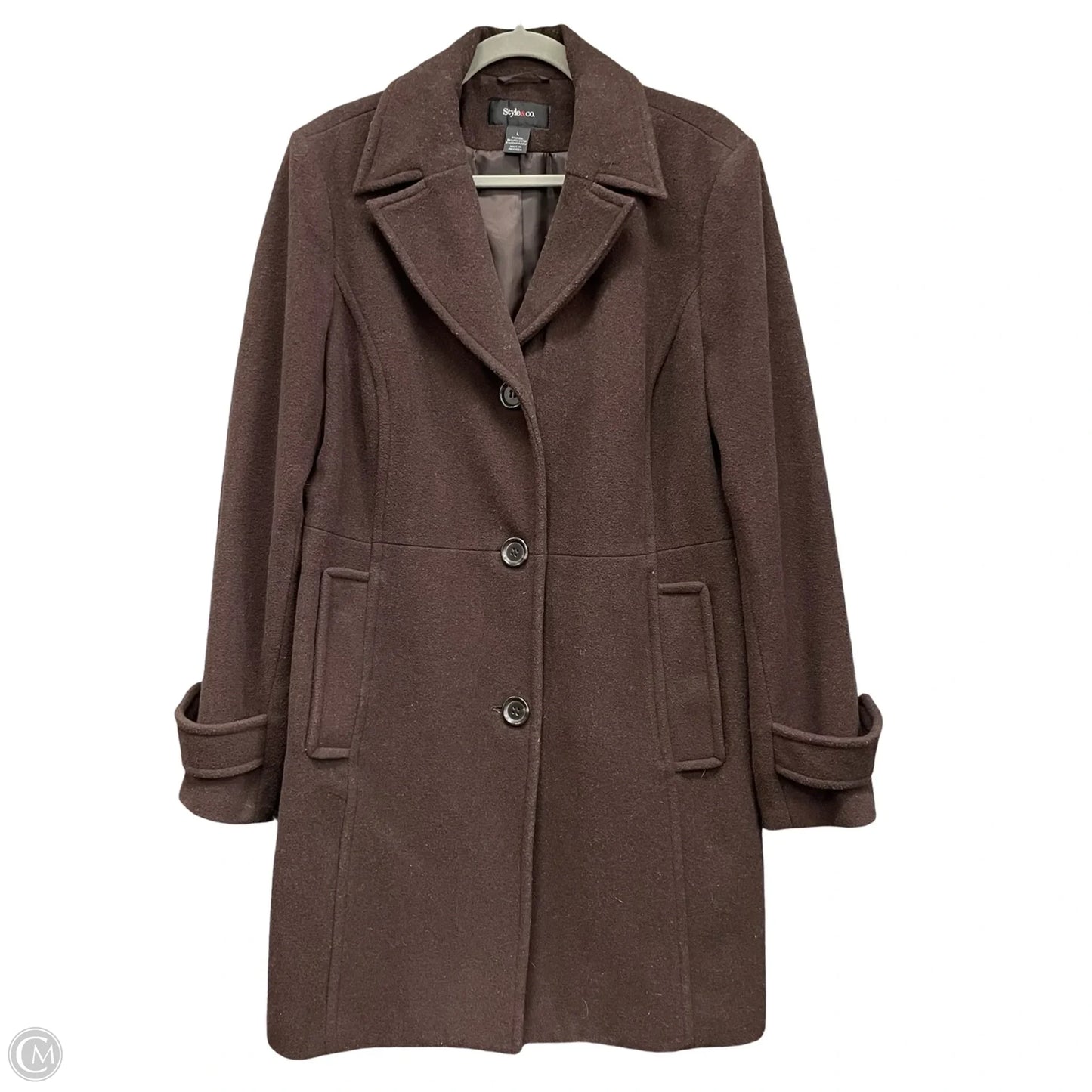 Coat Wool By Style And Company In Brown, Size: L