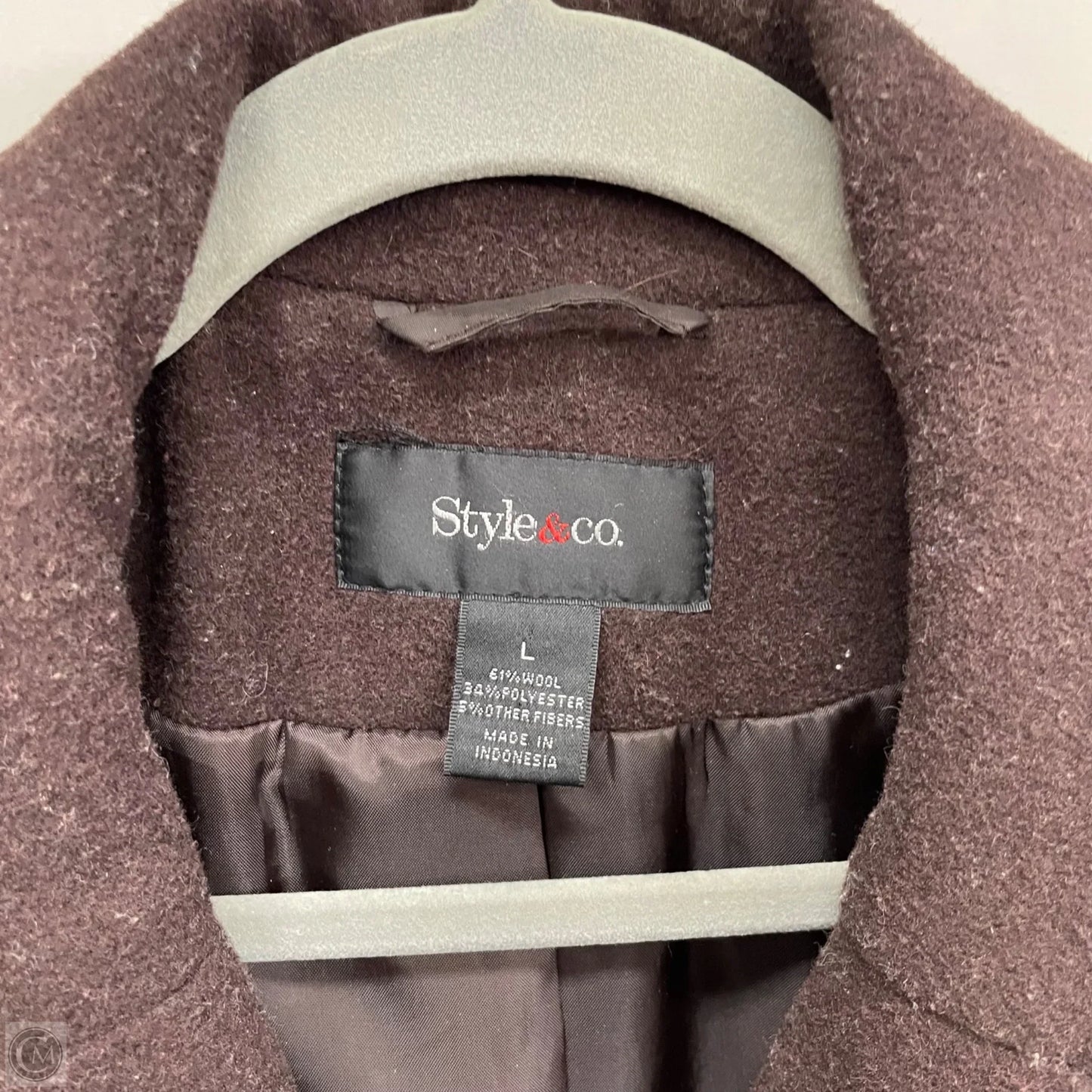 Coat Wool By Style And Company In Brown, Size: L
